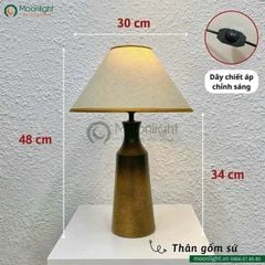 Đèn bàn thân gốm sứ nâu ombre kiểu dáng độc đáo DBG022 KT H45*30 E27 VLDBGM-043