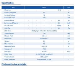 Dây led 50 hàng/7m; IP 68; Ánh sáng trung tính