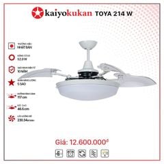 Quạt trần đèn thu cánh Nhật Bản Kaiyo Kukan 4 cánh D117cm 52W DC TOYA 214 WH