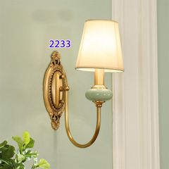 Đèn tường tân cổ điển chao vải 1 tay màu vàng 2233 VLDTCD-010