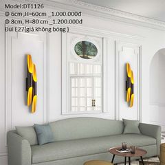 HT Đèn tường trang trí đôi màu đen, lòng vàng D6cm, H=60cm (giá không bóng) DT1126_đèn đôi-D60*H600 HTDTTR-016-6