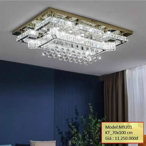 HT Đèn mâm pha lê chữ nhật D70*100cm M9201 HTDMPL-189