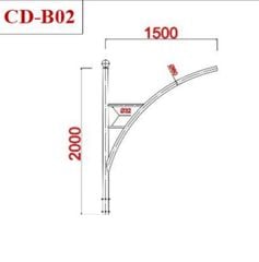 Đèn cột sân vườn cần đèn chụp đầu cột bê tông, cần đèn cao 2m vươn 1,5m ống thép D60 ống bơ D420*210*5 VLNTCO-007