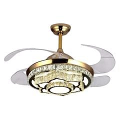 Quạt trần đèn thu cánh pha lê 4 cánh 107cm 45w DC 6919 - 9095 - QZ52 VLQTTC-255