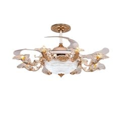 Quạt trần đèn thu cánh đèn 8 tay 4 cánh 107cm 45w DC Y42-7070FG VLQTTC-302