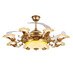 Quạt trần đèn thu cánh đèn 8 tay 4 cánh 107cm 45w DC Y42-7080PG VLQTTC-301