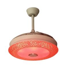 Quạt trần đèn thu cánh màu trắng 4 cánh 107cm 45w DC F8970-42 7 VLQTTC-208