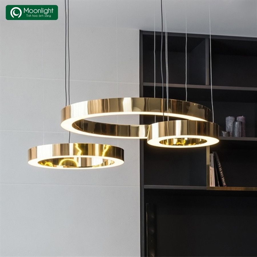 Đèn thả 3 vòng mạ titan màu vàng, G10 Gold D60*80*100 VLTHVO-088-6810 (bộ)