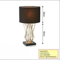 HT Đèn bàn hợp kim thân vàng, chao đen, đế vuông chao 30cm (giá không bóng) B121 HTDBHK-001-AB