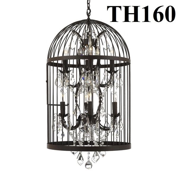 Đèn thả hợp kim chao lồng chim hợp kim đen 350x600, 4E14 LVD- TH 160-350*600 VLTHHK-005