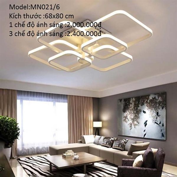 HT Đèn mâm mica 6 cánh vuông D680*800mm 1M MN021/6-1M HTDMMI-006-AA