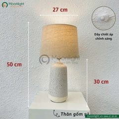 Đèn bàn thân gốm trắng chấm đen độc đáo DBG012 KT 50*27 E27 VLDBGM-047