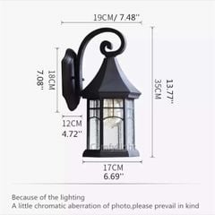 Đèn tường chùa thân màu đen KT H35*D19 VLDTCH-100