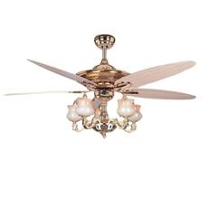 Quạt trần đèn màu vàng pháp 5 cánh gỗ 142cm 80w AC T56-6655FG VLQTTQ-114