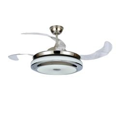 Quạt trần đèn thu cánh màu bạc 4 cánh 107cm 45w DC Y42-9880BN VLQTTC-312