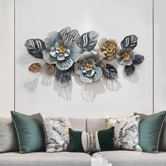 Decor treo tường trang trí phòng khách 4 đoá hoa màu xám đá