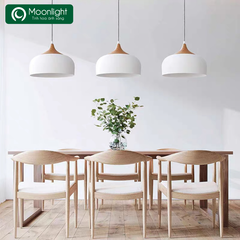 Đèn thả hợp kim chao trắng chuôi gỗ DENTHAGO VLTHHK-088