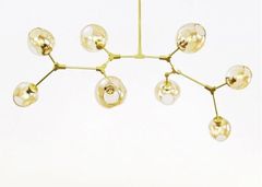 Đèn thả trang trí chao thủy tinh 8 tay chao trà thân vàng DP TH8BGOLD VLTHTR-048