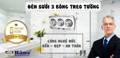 Đèn sưởi nhà tắm 3 bóng treo tường Hans treo tường dùng công tắc H3B