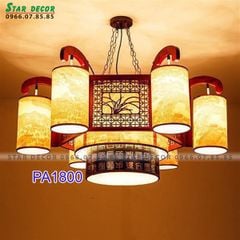 Đèn thả gỗ 6 chao vải VLTHGO-026