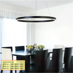 HT Đèn 1 vòng đen, 2 viền led sáng D40cm 3K TLD1Vx2-400*3K HTTHVO-010-40-3K