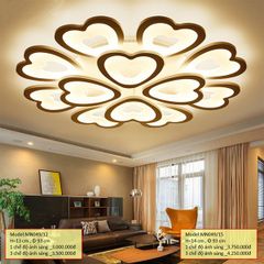 HT Đèn mâm mica 15 cánh trái tim h=140mm, 930mm 1M MN049/15-1M HTDMMI-010-AF