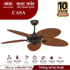 Quạt trần Mr.Vu CASA 5 cánh 1m32 66W AC