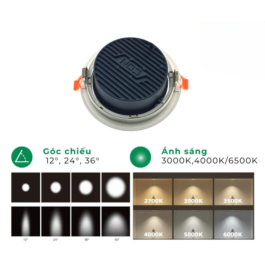 Đèn âm trần spotlight chiếu điểm ELV CED301C