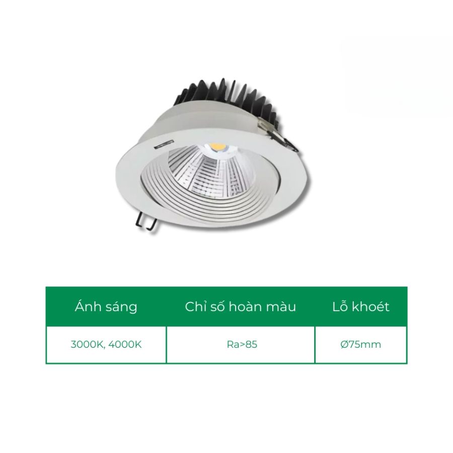 Đèn âm trần spotlight chiếu điểm ELV CET232/R-DW