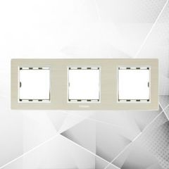 EDK Mặt viền 3 module, nhôm màu champagne EL-AC03