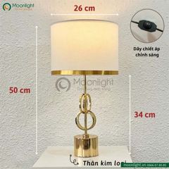 Đèn bàn thân hợp kim vàng mạ sơn tĩnh điện phong cách Châu Âu DB-KL002G KT H50*26 E27 VLDBHK-049