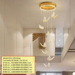 HT Đèn thả pha lê hồ điệp kết hợp vòng led trên mâm vòng D60cm, hồ điệp D20*18 H10cm HTK_039+vòng-600 (chưa bao gồm con hồ điệp) HTTHPL-072-AE