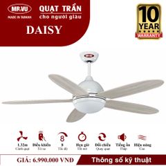 Quạt trần đèn Mr.Vu DAISY 5 cánh 1m32 30W DC