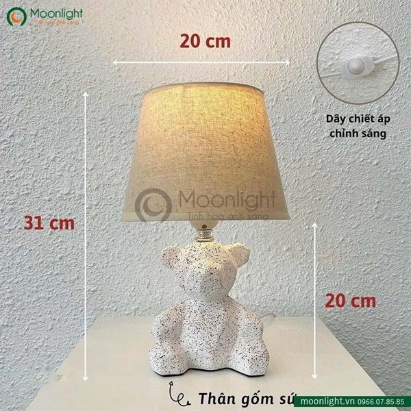 Đèn bàn thân gốm hình chú gấu dễ thương vintage KT H31*20 E27 DBG002 VLDBGM-041