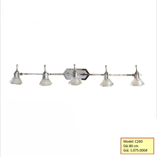 HT Đèn tranh đèn gương 5 bóng, thân inox Dài 80cm C260 HTDETG-056