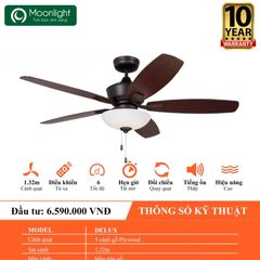 Quạt trần đèn Mr.Vu DELUX 5 cánh 1m32 80W AC