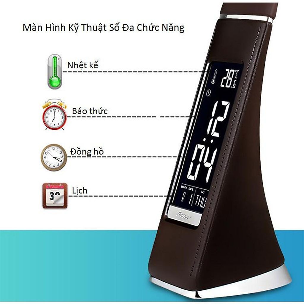 Đèn bàn học làm việc cảm ứng cổ ngỗng màu đen VLDBHO-005