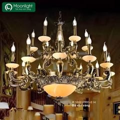 Đèn chùm đồng đá 18 tay nến 18E14 VLCHDO-009