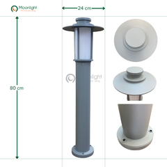 Đèn led cảnh quan nấm sân vườn 80cm, 220V, E27, nhôm đúc+PC, ghi xám KT: D240*800 (giá chưa bao gồm bóng) 006181-80