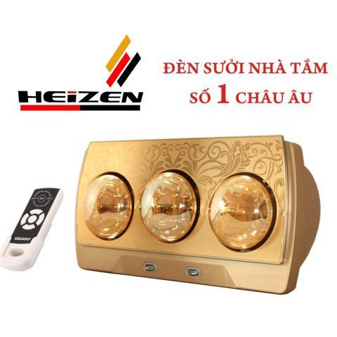 Đèn sưởi nhà tắm 3 bóng treo tường có điều khiển Heizen HE3BR