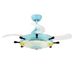 Quạt trần đèn thu cánh vô lăng tàu thủy 4 cánh 91cm 45w DC Y36-5180BU VLQTTC-316