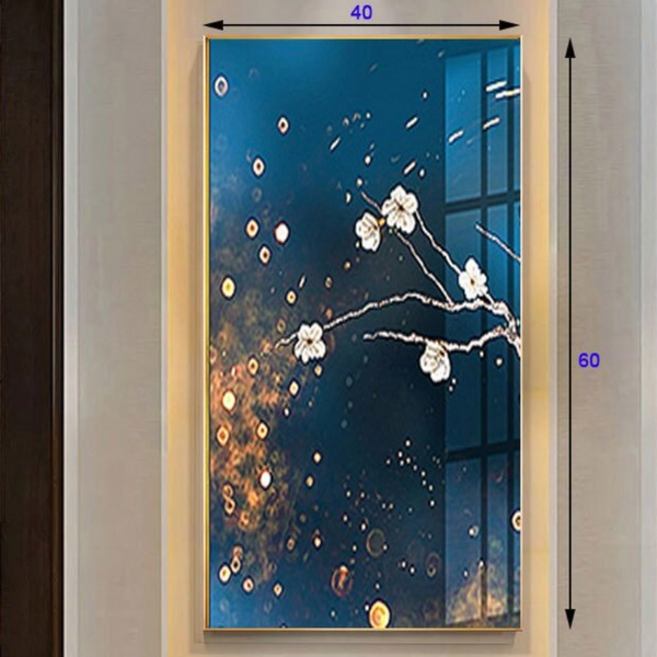 Đèn tranh led trang trí hoa đào 3 chế độ ánh sáng KT D40xH60cm 310A, VLDETL-001
