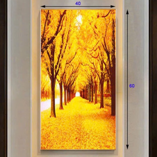 Đèn tranh led trang trí 2 hàng cây lá vàng 3 chế độ ánh sáng KT D40xH60cm 302B, VLDETL-004