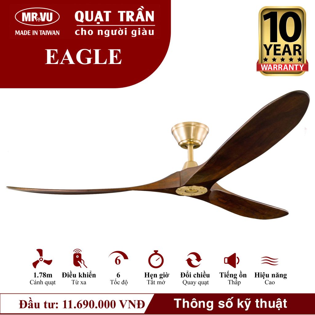 Quạt trần Mr.Vu EAGLE 3 cánh 1m52 30W DC