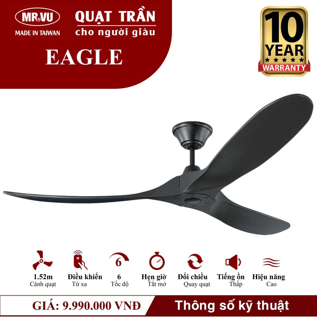 Quạt trần Mr.Vu EAGLE 3 cánh 1m52 30W DC