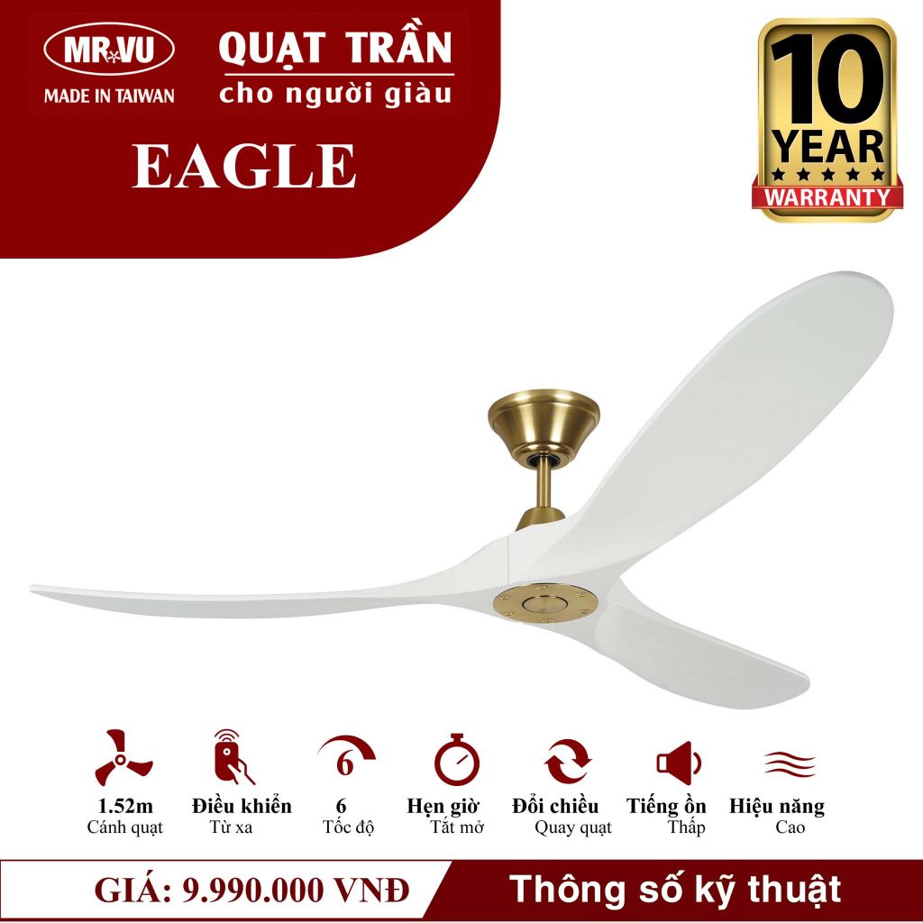 Quạt trần Mr.Vu EAGLE 3 cánh 1m52 30W DC