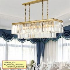HT Đèn thả pha lê hình chữ nhật viền vàng D350*1000 TPL-022 HTTHPL-041-AD