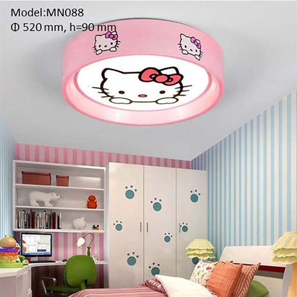 HT Đèn ốp trần trẻ em hình mèo kitty màu hồng D520mm, h=90mm MN088 HTOPTE-003