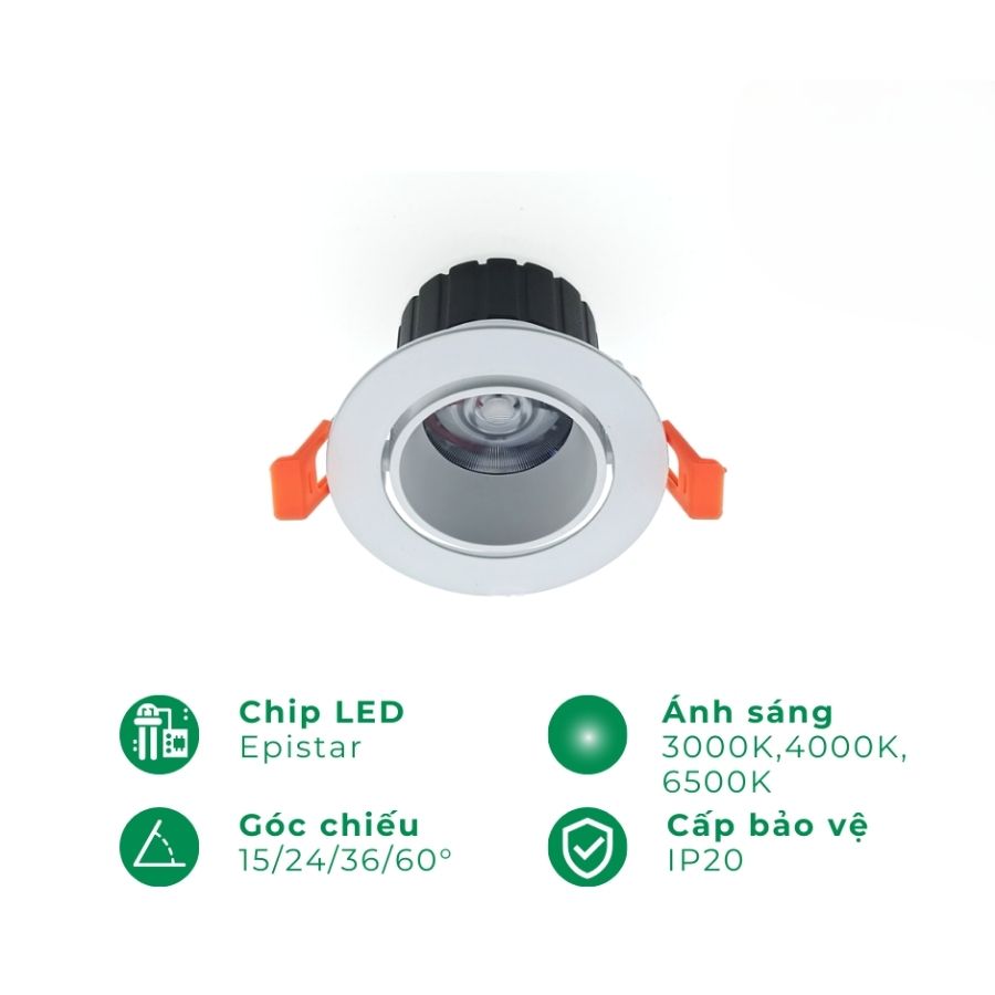 Chóa đèn led âm trần spotlight ELV IP20 ELV2706/VL-C1804D