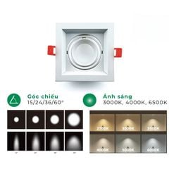 Chóa đèn led âm trần spotlight ELV vuông IP20 ELV801F